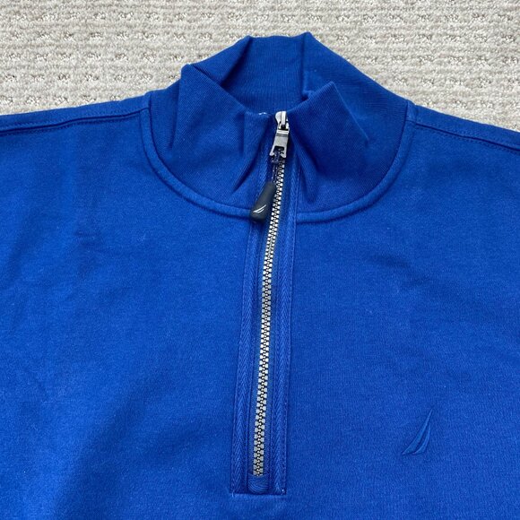Nautica Sweater Men Medium M Blue 1/4 Zip Embroidered Logo Sail Casual Sailing - Picture 3 of 8